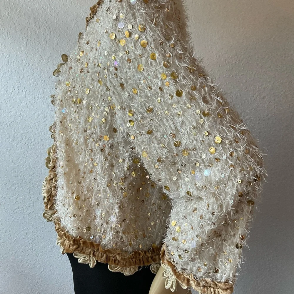 Sequined Cream Women's Blazer Jacket